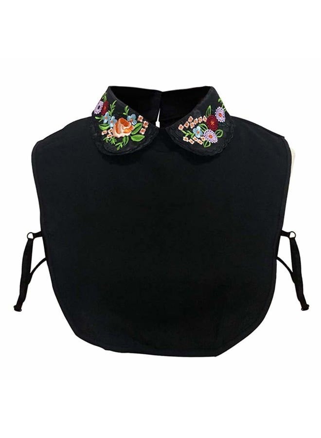 Gracelife Lace Chiffon Detachable Dickey Blouse False Collar Embroidery Flower Fake Half Shirt Collar for Women, Black, One size - Image 1