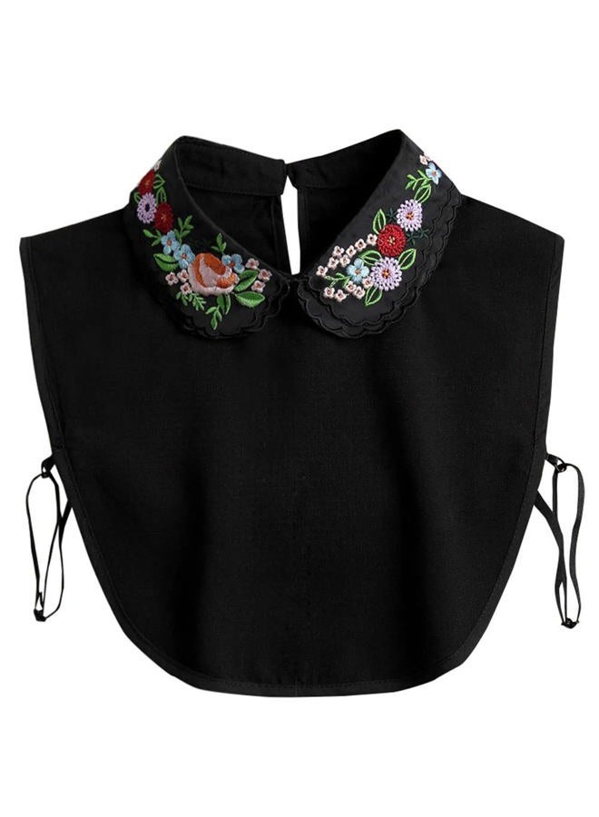 Gracelife Lace Chiffon Detachable Dickey Blouse False Collar Embroidery Flower Fake Half Shirt Collar for Women, Black, One size - Image 5