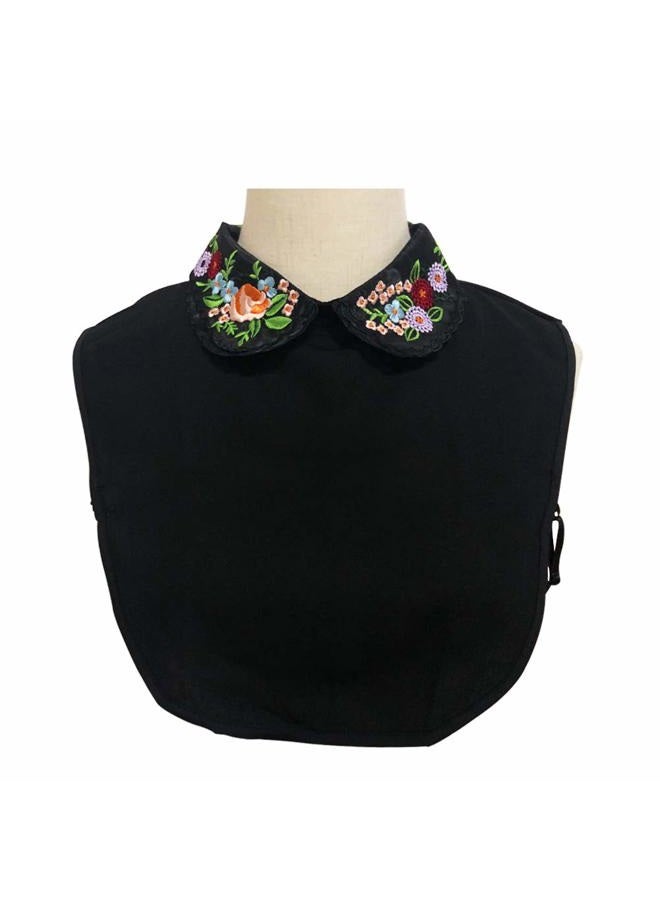 Gracelife Lace Chiffon Detachable Dickey Blouse False Collar Embroidery Flower Fake Half Shirt Collar for Women, Black, One size - Image 4