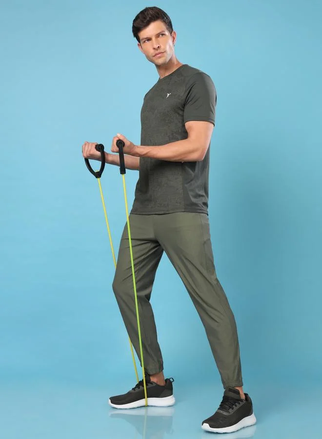 Technosport Technosport Men Green Solid 4-Way Stretch Joggers
