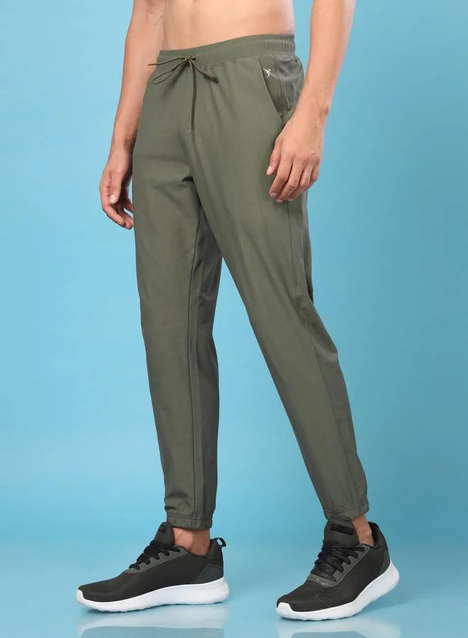 Technosport Technosport Men Green Solid 4-Way Stretch Joggers