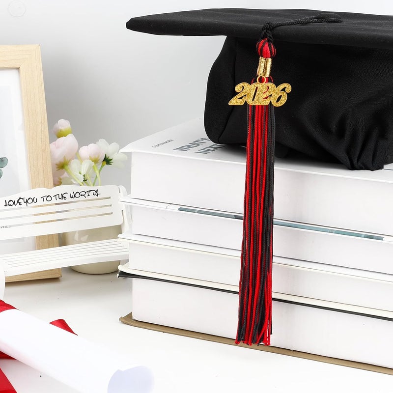 RHOttbiy 2026 Graduation Tassel, 2026 Tassel Graduation, 2026 Tassels for Graduations Cap with 2026 Year Gold Charms for Graduate Cap,Black Red Graduations Tassels for Class of 2026 Grad Ceremonies Accessories - Image 5