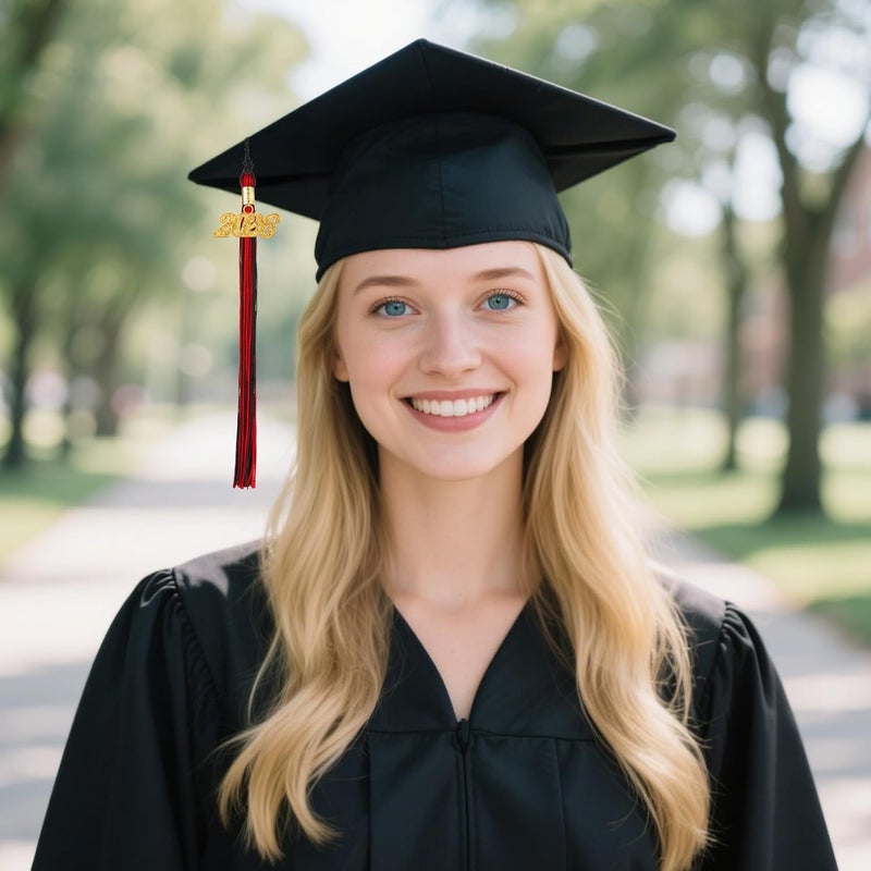 RHOttbiy 2026 Graduation Tassel, 2026 Tassel Graduation, 2026 Tassels for Graduations Cap with 2026 Year Gold Charms for Graduate Cap,Black Red Graduations Tassels for Class of 2026 Grad Ceremonies Accessories - Image 2