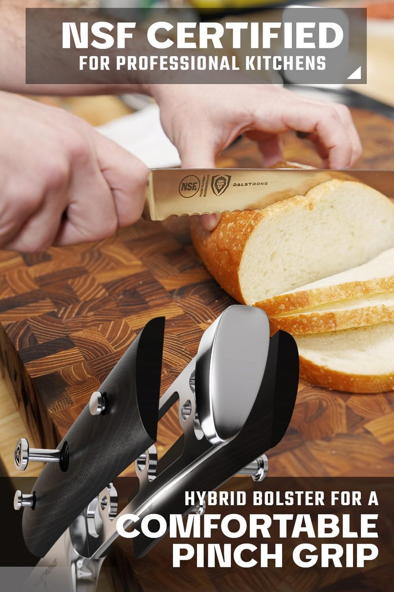 Dalstrong Serrated Bread Knife - 10 inch - Gladiator Series Elite - Forged High-Carbon German Steel - G10 Handle Kitchen Knife - Sheath Included - Razor Sharp Slicer - Slicing Knife - NSF Certified - Image 4