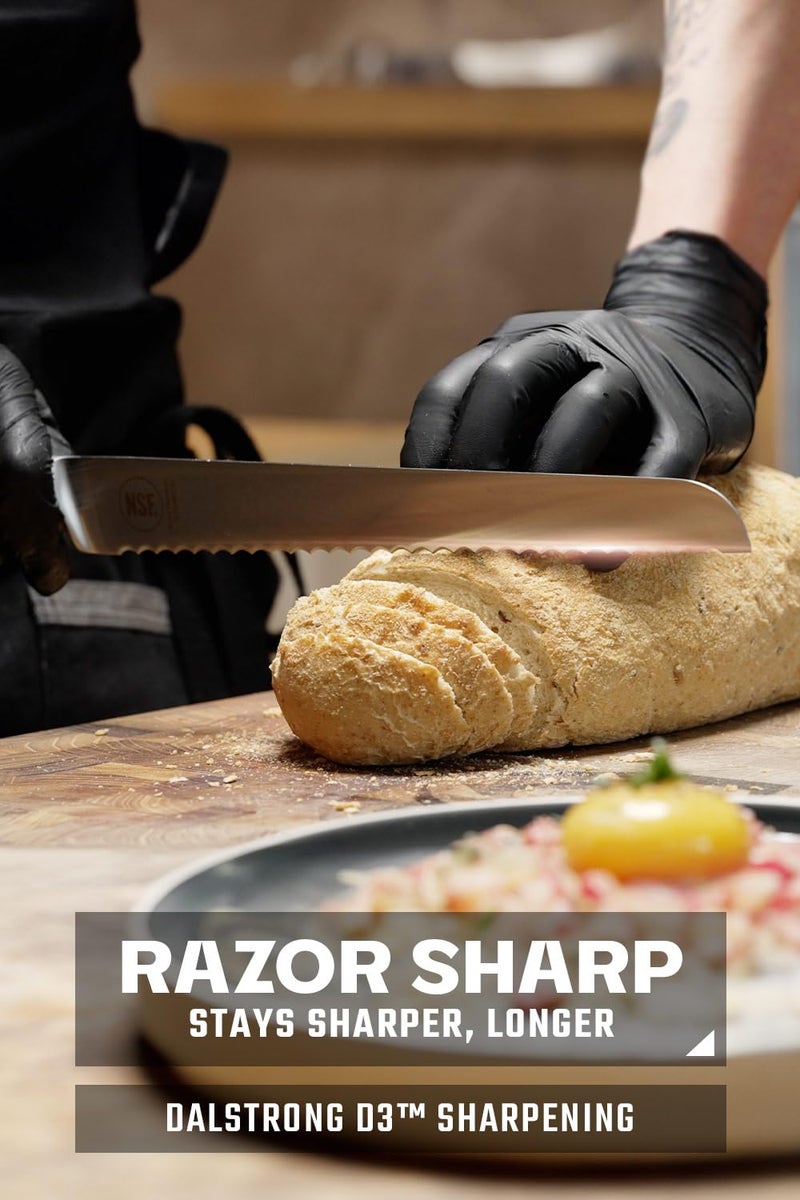 Dalstrong Serrated Bread Knife - 10 inch - Gladiator Series Elite - Forged High-Carbon German Steel - G10 Handle Kitchen Knife - Sheath Included - Razor Sharp Slicer - Slicing Knife - NSF Certified - Image 2