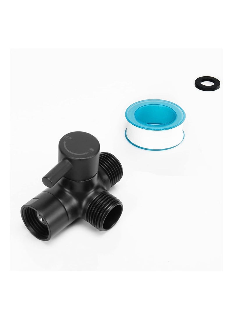 Shower Arm Diverter Valve 3 Way Solid Brass Universal G1/2" T-Adapter Bathroom System Replacement Component for Handheld Head and Fixed