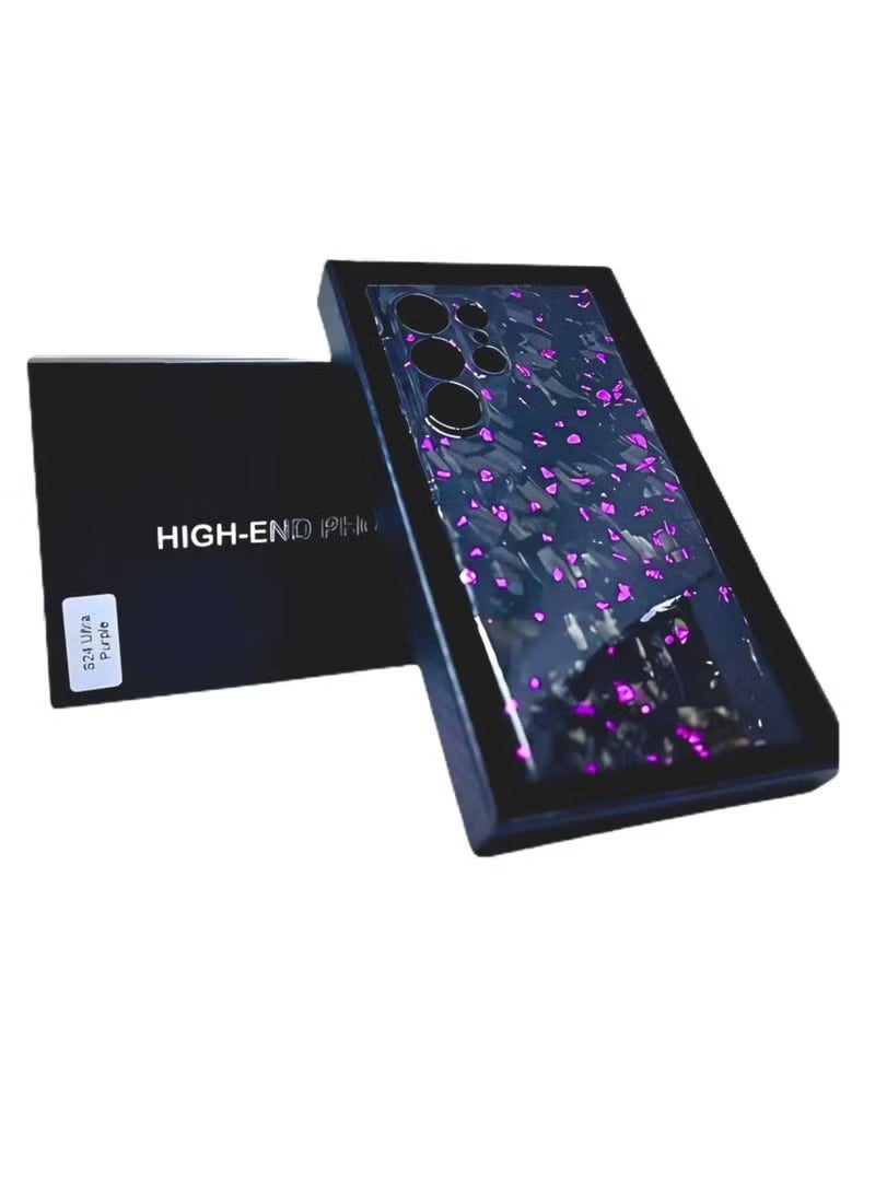 Luxury Glossy Aramid Carbon Fiber Protective Case For Samsung Galaxy S23 ultra Anti-fall Case Slim Design ( Purple ) - Image 2