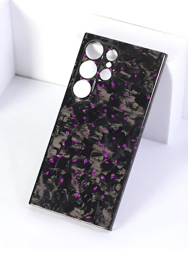 Luxury Glossy Aramid Carbon Fiber Protective Case For Samsung Galaxy S23 ultra Anti-fall Case Slim Design ( Purple ) - Image 3