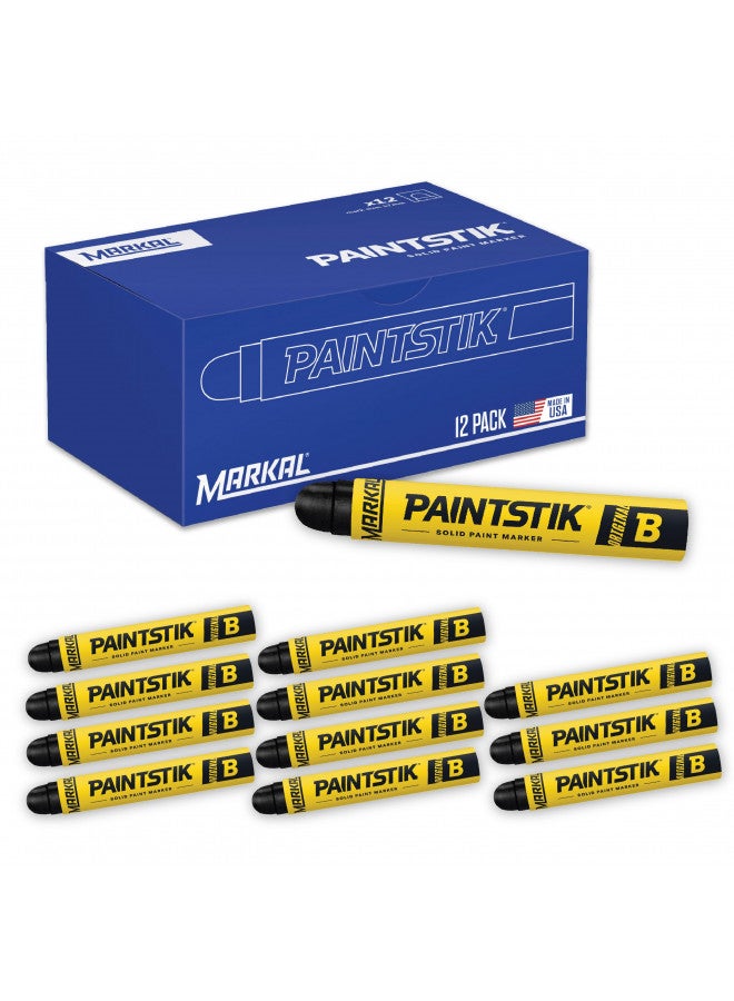 Markal 80223 B Paintstik Solid Paint Ambient Surface Marker, Black (Pack of 12) - Image 1