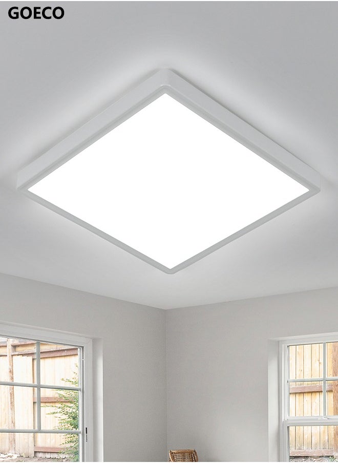 Goeco LED Ceiling Light Modern Ultra Slim Ceiling Light Square 30cm , Waterproof IP45 24W white light  - Image 1