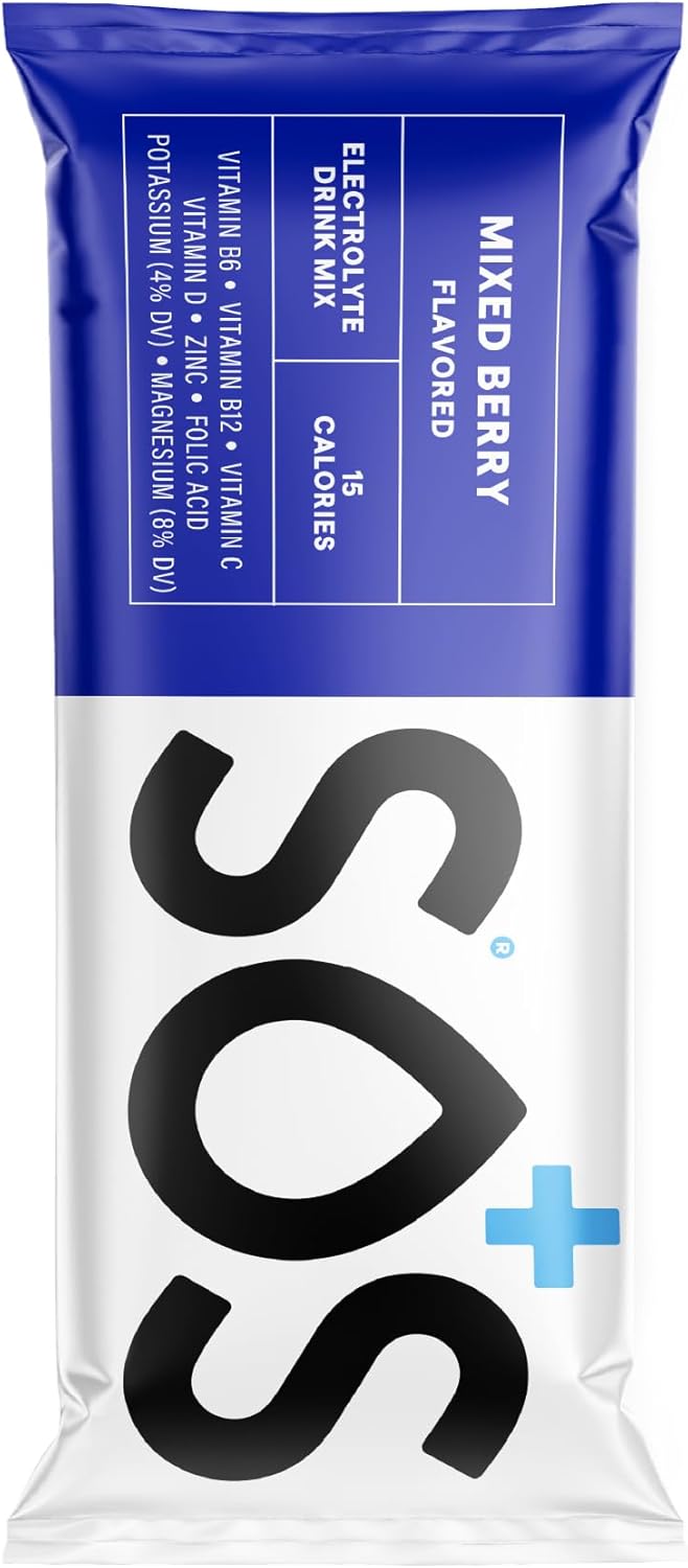 SOS مسحوق إلكتروليت ترطيب نكهات التوت المختلط 8 عبوات ستيك منخفضة السعرات الحرارية إعادة ترطيب سريعة صنع في الولايات المتحدة صديق للكيتو - Image 3