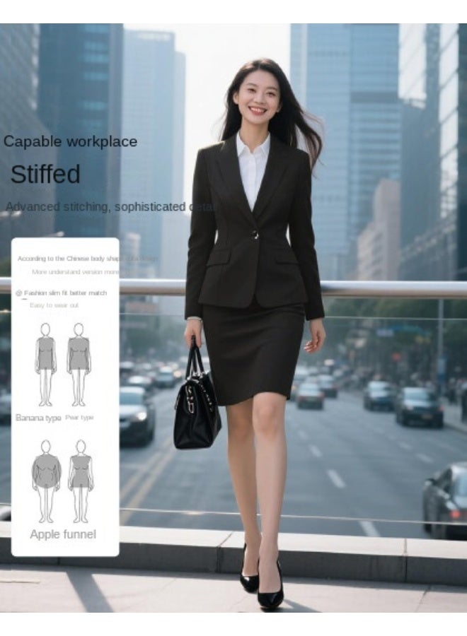 ROMON بدلة سيداتبدلة نسائية احترافية عالية الجودة، طقم من قطعتين مع تنورة، ملابس نسائية مريحة وعصرية - Image 1