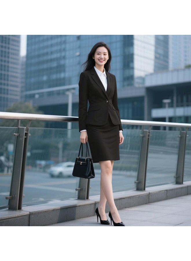 ROMON بدلة سيداتبدلة نسائية احترافية عالية الجودة، طقم من قطعتين مع تنورة، ملابس نسائية مريحة وعصرية - Image 4