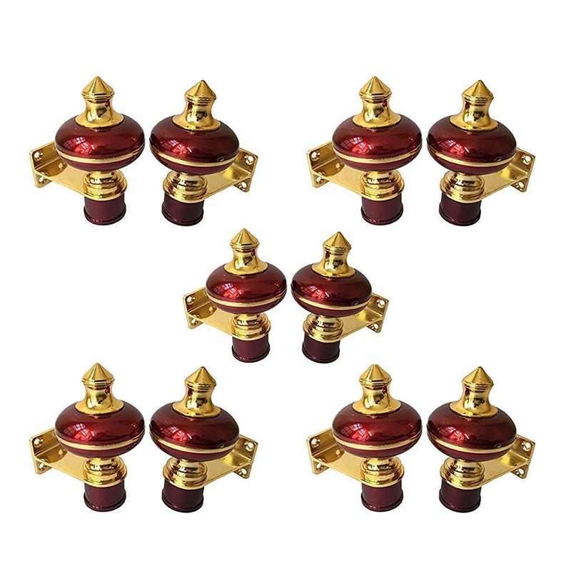 Sun Shield Zinc Alloy Antique Mandir Wine Gold Finish Curtain Bracket Window Curtains Holder Support for Window & Door Fitting. (1 Inch, Maroon) 5 Set (10 pcs) - Image 4