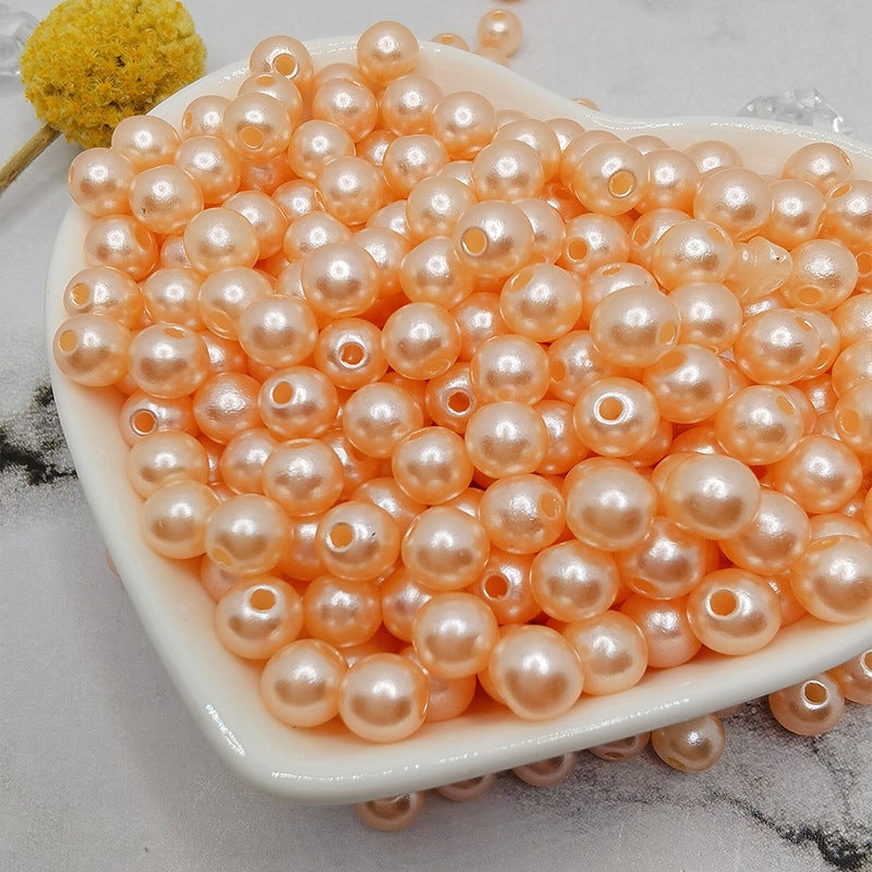 ABS Hole Mixed Color Faux Pearl Beads Handmade Beaded DIY Material Shoes Clothing Hats Bracelet Accessories Hole-Champagne