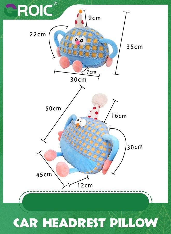 GROIC Little Monster Lumbar Support Pillow and Car Headrest Neck Set,Car Back Cushion Kit,Memory Foam Ergonomic Seat Cushion,Neck Kit for Driving - Image 2