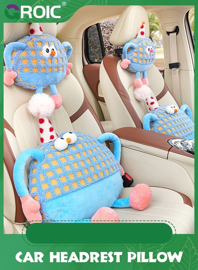 GROIC Little Monster Lumbar Support Pillow and Car Headrest Neck Set,Car Back Cushion Kit,Memory Foam Ergonomic Seat Cushion,Neck Kit for Driving - Image 3