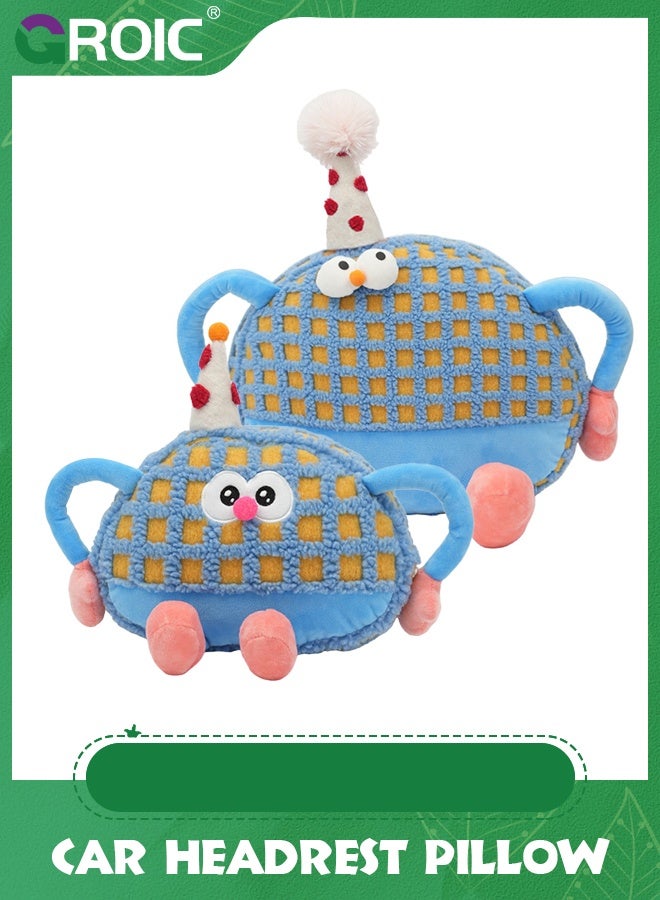 GROIC Little Monster Lumbar Support Pillow and Car Headrest Neck Set,Car Back Cushion Kit,Memory Foam Ergonomic Seat Cushion,Neck Kit for Driving - Image 1