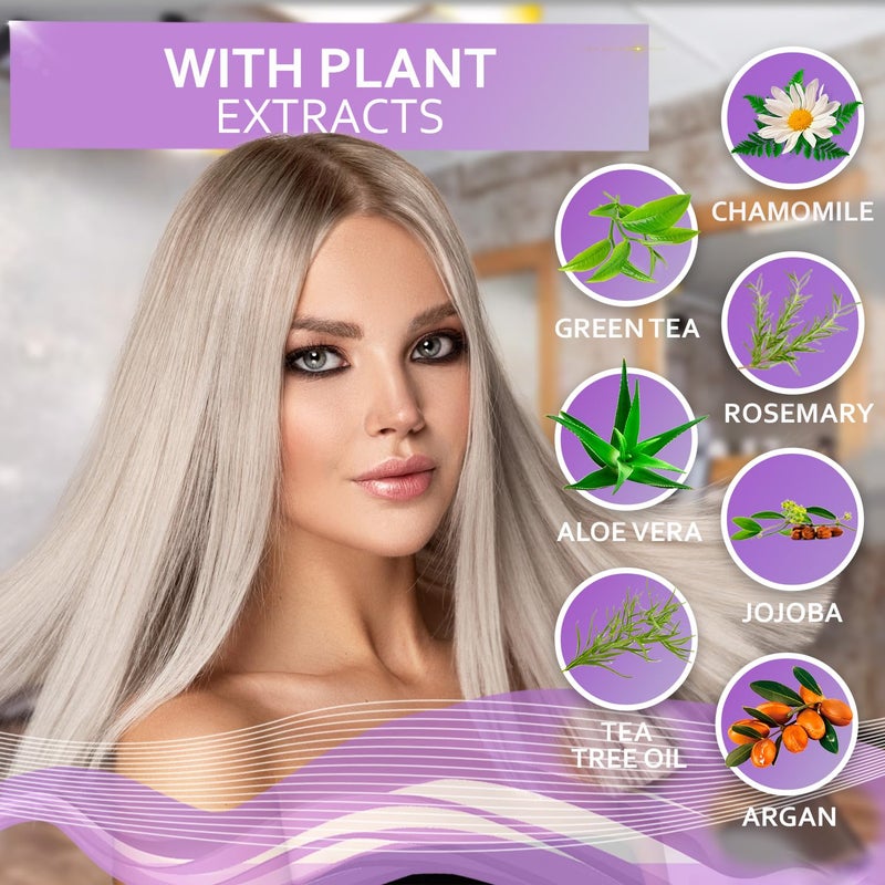BELLISSO Purple Shampoo - Toner for Blonde Hair - Sulfate and Paraben Free - More Balanced Color Treated, Bleached, Silver, White and Gray Hair - No More Orange, Straw Yellow and Brassy Tones - Women and Men - Image 2