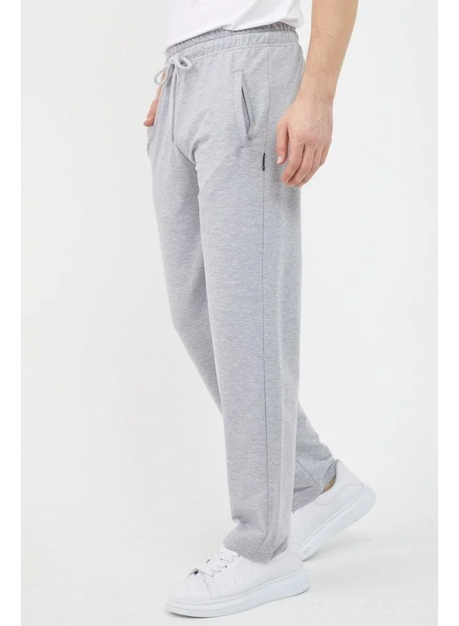 mmetalic Grey Men’s Straight Leg Zippered Pocket Relaxed Fit Sweatpants