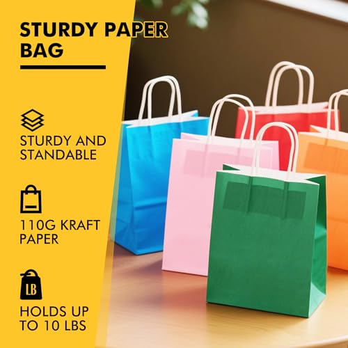RACETOP 32 Pack Small Paper Gift Bags with Handles, 5.8"×3.2"×8.25" Kraft Paper Party Favor Bags Bulk for Kids Birthday, Baby Shower, Crafts, Wedding, Party Supplies (8 Colors) - Image 5