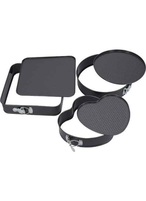 3-Piece Springform Set - Mini Non-Stick Cheesecake Pan, Leak-Proof Rectangle & Round/Heart-Shaped Cake Pans with Quick-Release Latch - Bakeware for Baking Delights.