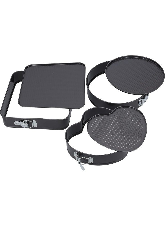 Generic - 3-Piece Springform Set - Mini Non-Stick Cheesecake Pan, Leak-Proof Rectangle & Round/Heart-Shaped Cake Pans with Quick-Release Latch - Bakeware for Baking Delights. - Image 1
