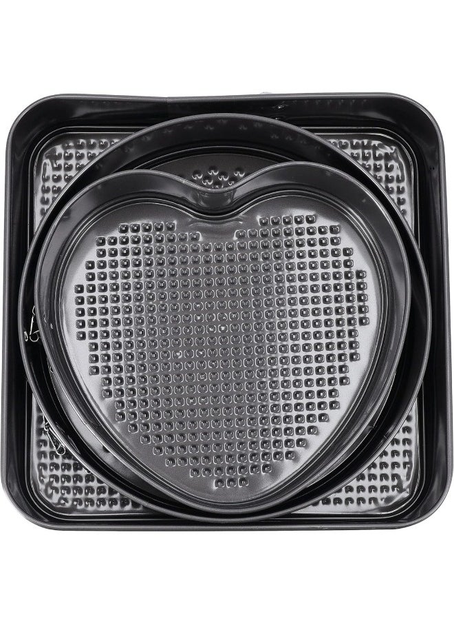 Generic - 3-Piece Springform Set - Mini Non-Stick Cheesecake Pan, Leak-Proof Rectangle & Round/Heart-Shaped Cake Pans with Quick-Release Latch - Bakeware for Baking Delights. - Image 1
