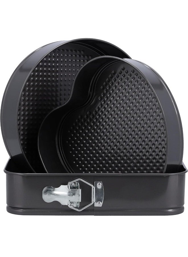 Generic - 3-Piece Springform Set - Mini Non-Stick Cheesecake Pan, Leak-Proof Rectangle & Round/Heart-Shaped Cake Pans with Quick-Release Latch - Bakeware for Baking Delights. - Image 1