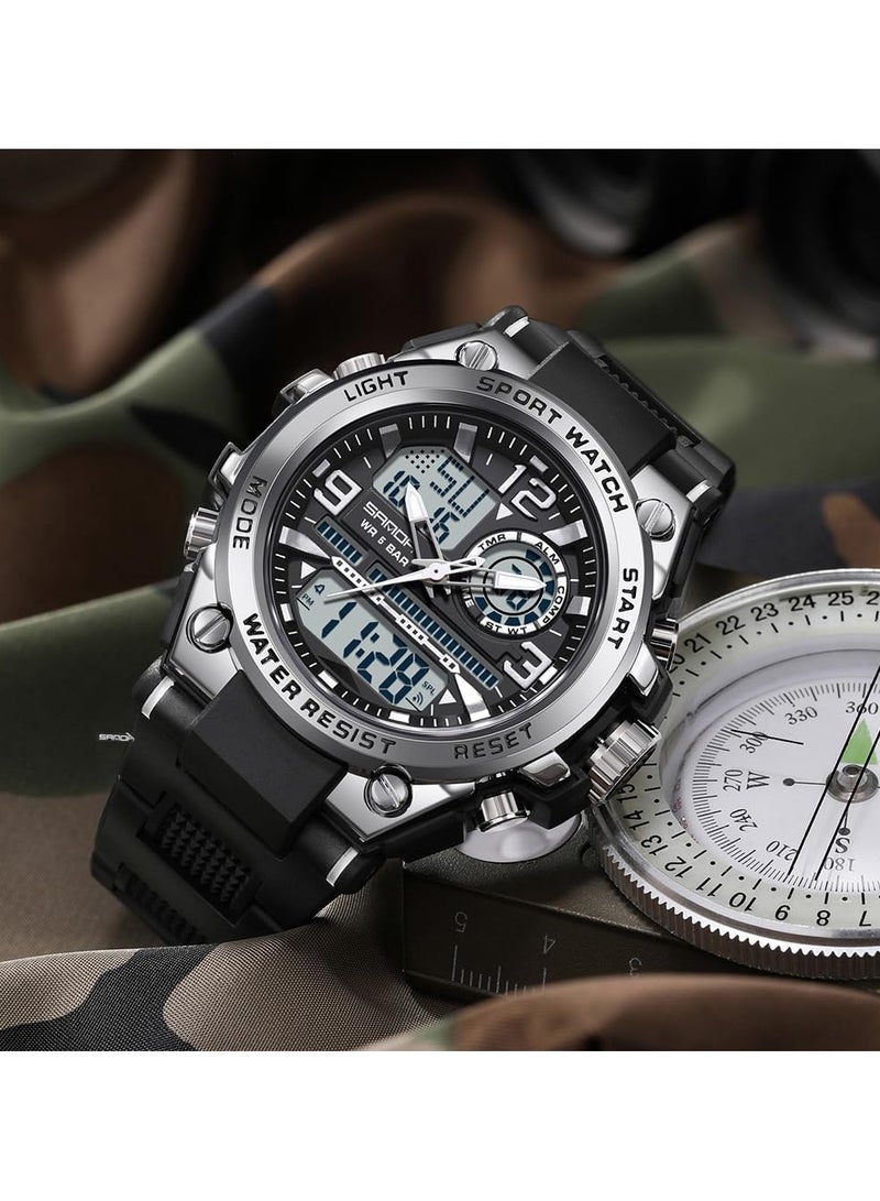 Sanda Men's Watches Sports Outdoor Waterproof Watch Date Multi Function Tactics LED Alarm Stopwatch - Image 2