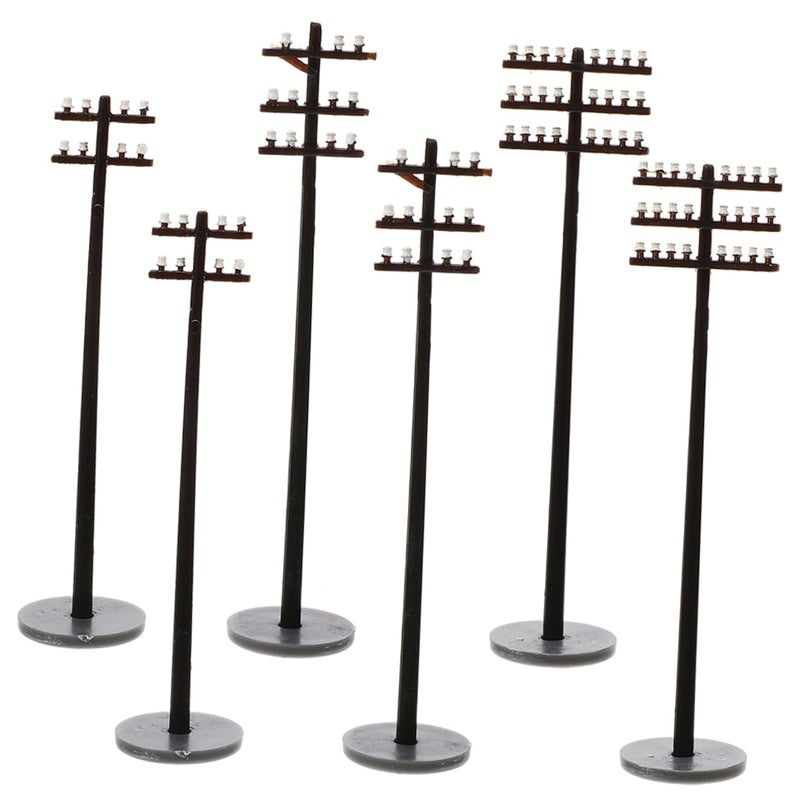 6 Miniature Telegraph Poles For Model Train Scenery Durable Micro Landscape Decor - Image 2