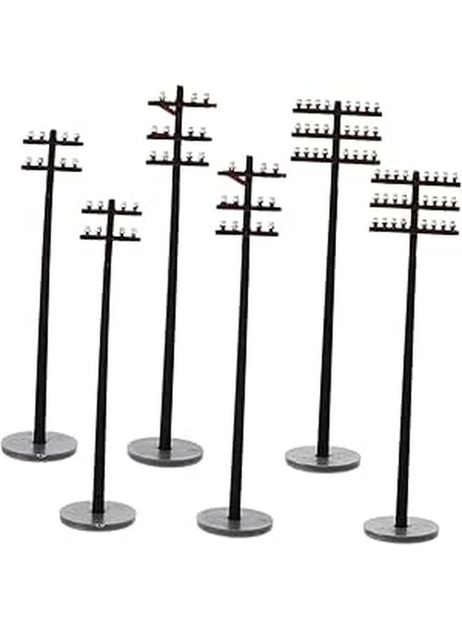 6 Miniature Telegraph Poles For Model Train Scenery Durable Micro Landscape Decor - Image 1