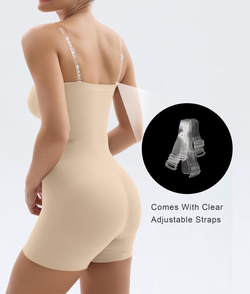 SHAPERX Strapless Shortie Bodysuit for Women Tummy Control Shapewear Seamless Body Shaper with Removable Straps,SZ5217-Beige-2XL/3XL - Image 5
