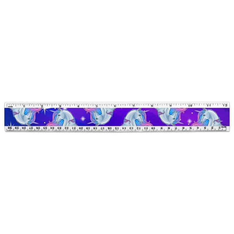 GRAPHICS & MORE Majestic Unicorn Pink Purple Blue 12 Inch Standard and Metric Plastic Ruler - Image 1