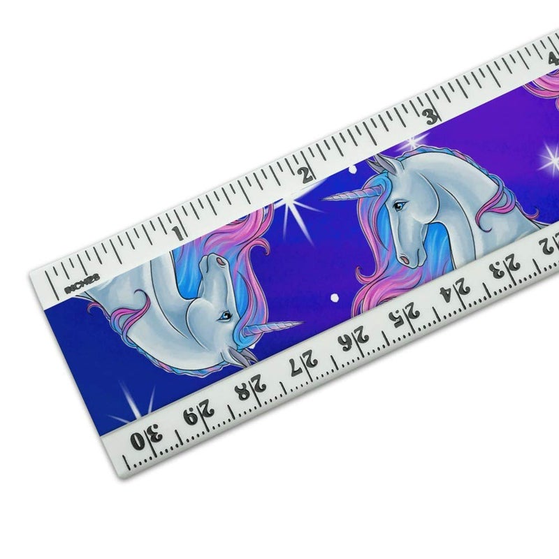 GRAPHICS & MORE Majestic Unicorn Pink Purple Blue 12 Inch Standard and Metric Plastic Ruler - Image 2