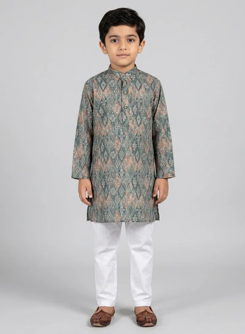 بيبي كلو Boys Festive Geometric Printed Kurta Pajama Set