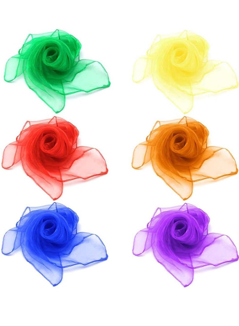 6 Pcs Dance Scarves, Square Scarf with Hemmed Edges Easy Clean Ideal Performance Props Accessories, Juggling Scarves Hemmed Square Dance Scarves, 6 Colors - Image 1