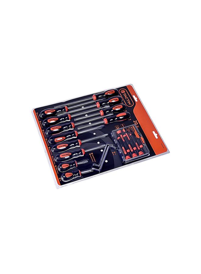 Tactix 20-Piece Chrome-Vanadium Steel Screwdriver Set with Non-Slip Grip Multicolor  - Image 3