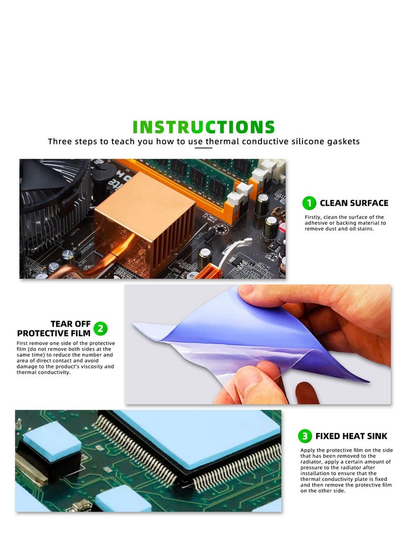 KASTWAVE 8 عبوات من الوسائد الحرارية 100 × 100 مم 0.5 مم 1 مم 1.5 مم 2 مم توصيل حراري عالي الكفاءة 6.0 وات/م ك وسادات حرارية من السيليكون المقاوم للحرارة لأجهزة الكمبيوتر المحمول وحدة المعالجة المركزية GPU SSD IC LED مبرد - Image 3