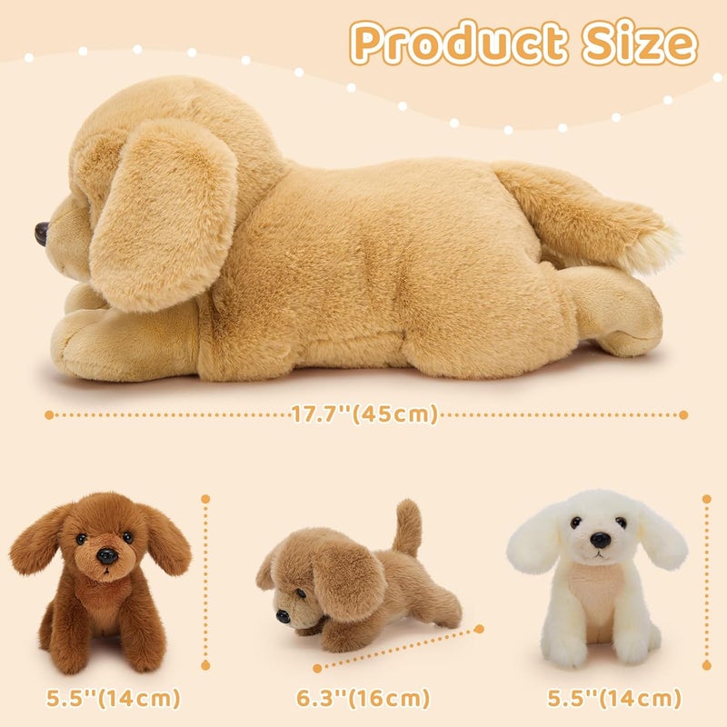 MorisMos 4 pieces Golden Retriever Dog Cuddly Toy XXL Set, 45cm long giant dog cuddly toy with babies in the belly, large dog plush stuffed animal gift for children - Image 2