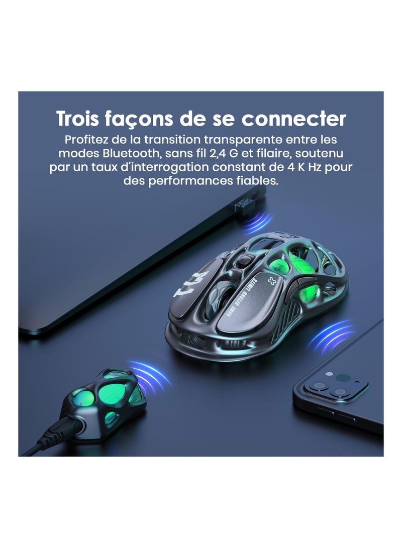 M1 Pro Wireless Gaming Mouse, Magnesium Alloy MMO Gaming Mice, 26,000 DPI, 88g Lightweight Hollowed-Out Design, 5 Programmable ons, 5 Dynamic Lightsync RGB Modes, Gunmetal Gray - Image 5