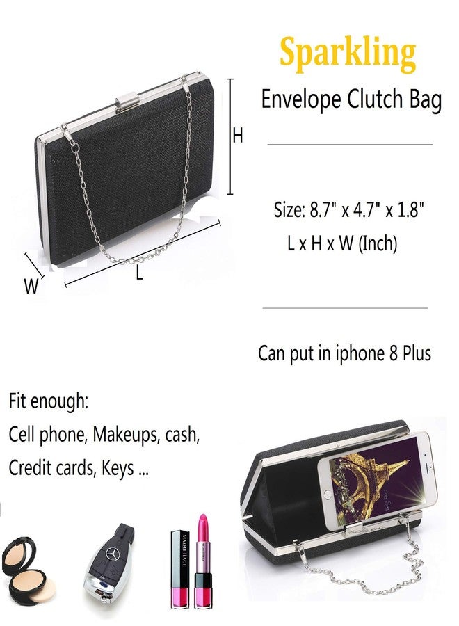 Blukey Women Vintage Bag Envelope Clutch Black Evening Handbag For Cocktail/Wedding/Party (Black) - Image 4