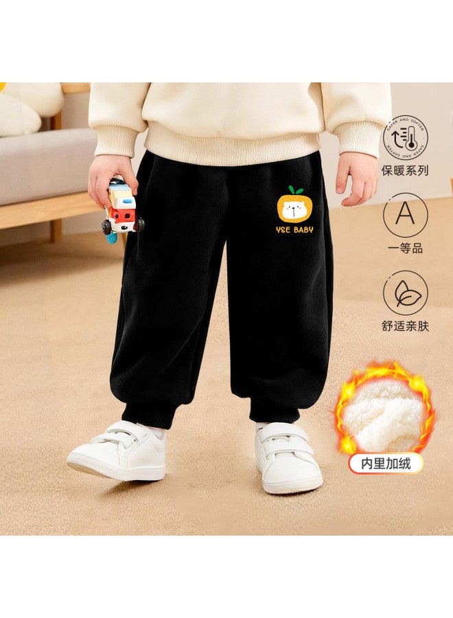 YISHUANGER Children's Winter Fleece Warmth Joggers, Spring/autumn Style, Small/medium Kids, Fruit Bear Pattern, Thickened Girls' Leggings, Outwear - Image 2