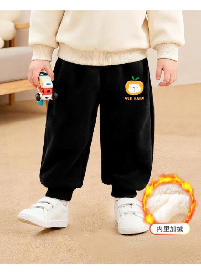 YISHUANGER Children's Winter Fleece Warmth Joggers, Spring/autumn Style, Small/medium Kids, Fruit Bear Pattern, Thickened Girls' Leggings, Outwear - Image 1