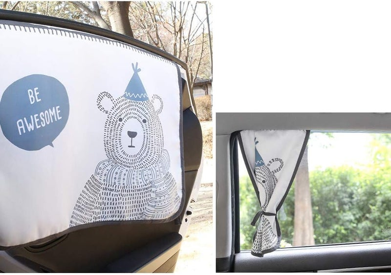 bebedeco Magnetic Car Sun Shade Curtain for Side Window – Sun Blocker and UV Protector for Baby, Kids, and Pets – Universal Fit with Built-in Magnets for Steel-Framed Door (Be-Awesome Bear) - Image 3