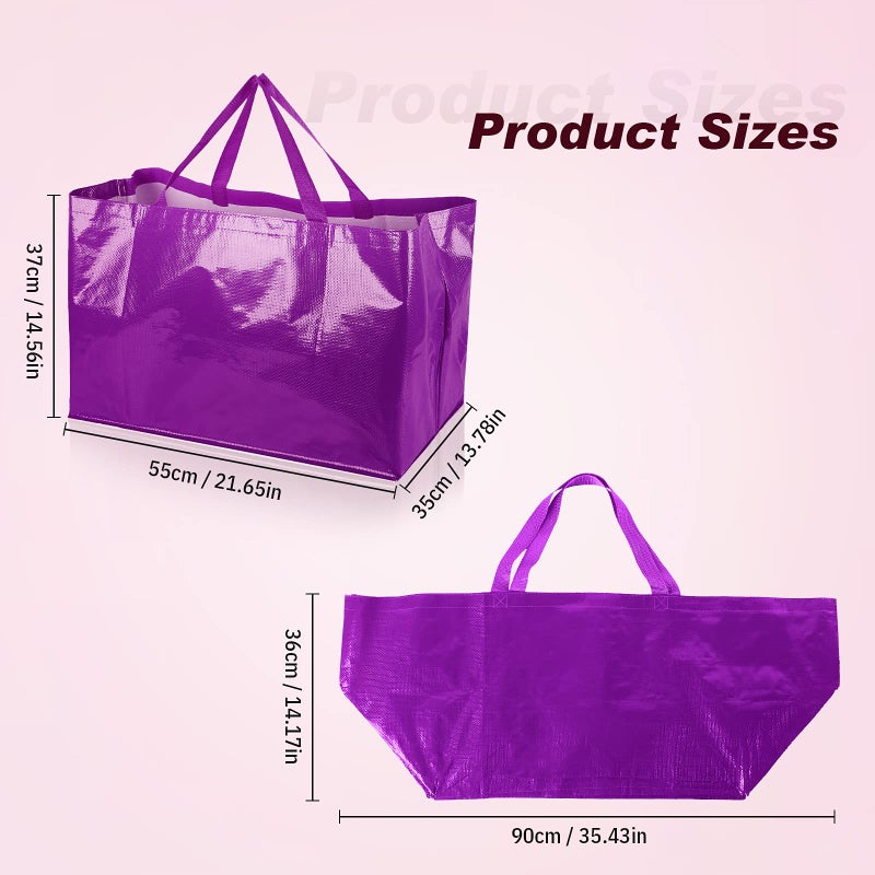 Shappy 6 Pcs Extra Large Reusable Shopping Grocery Bags with Handles Woven Plastic Waterproof Tote Bags (21.7 x 14.2 x 13.8 Inch,Bright Color) - Image 4