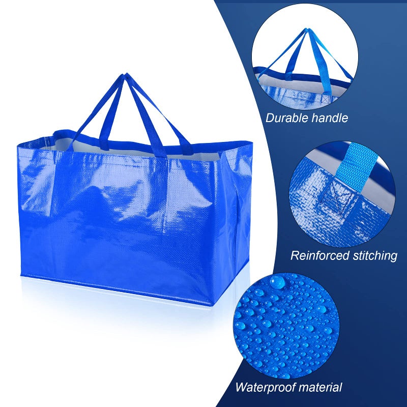 Shappy 6 Pcs Extra Large Reusable Shopping Grocery Bags with Handles Woven Plastic Waterproof Tote Bags (21.7 x 14.2 x 13.8 Inch,Bright Color) - Image 5