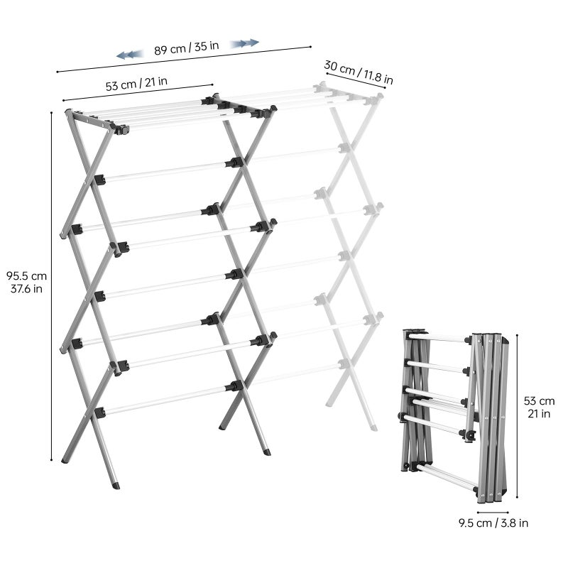 APEXCHASER Drying Rack Clothing, Clothes Drying Rack Foldable, Laundry Drying Rack Expandable, Small Clothe Hanger for Baby Clothes Towels Bibs, Socks, Clothes Airer for Indoor Outdoor Use, White/Grey - Image 2