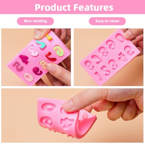 Supvox® 5Pcs Alphabet Silicone Molds Creative Number Silicone Mold, Flower Mold and Multi Heart-Shaped Mold Food Grade Safe Silionne Mold for Pastry, Cookies, Chocolate, Resin Art - Image 3