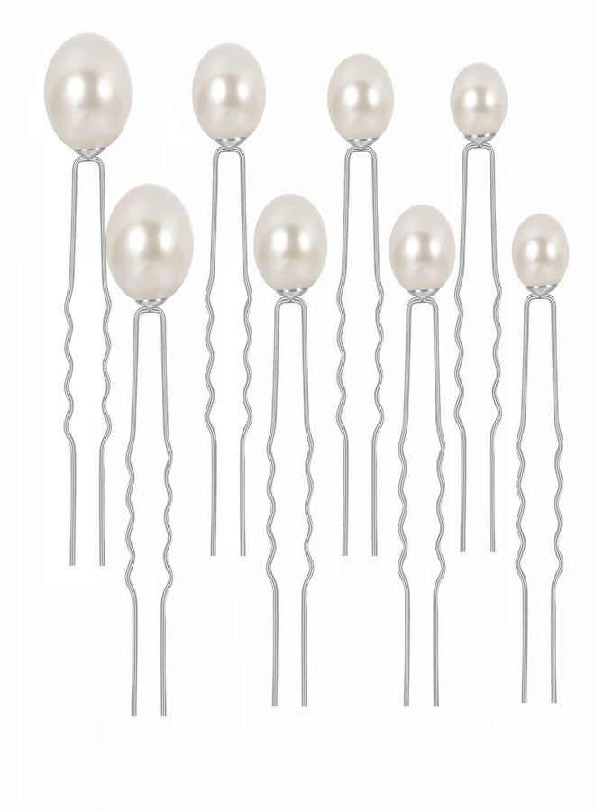 Cielasis 8Pcs Wedding Pearl Hair Pins Bridal Pearl RhinestoneHair, Bobby Hair Pins Clips for Brides Bridesmaid Gril Women (silver) - Image 1